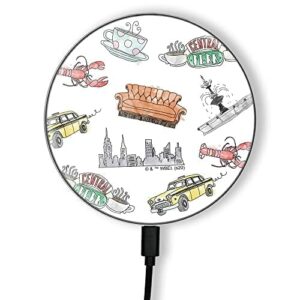 ERT GROUP Oryginalna i oficjalnie licencjonowana przez Friends ładowarka indukcyjna, wzór Friends 011, szklana bezprzewodowa stacja ładująca, kabel Micro USB 1 metr 10W