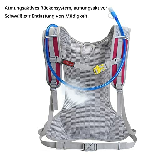 free knight Wodoszczelny plecak na rower, 6 l, z bukłakiem na wodę, z organizerem na kask, torba do jazdy na rowerze, jazdy konnej, biegania, joggingu, wędrówek (fioletowy), liliowy - obrazek 3