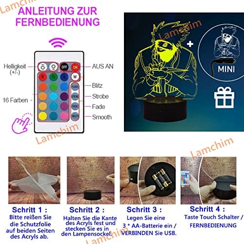 hippuden Legendy Hatake Kakashi 7 zmieniających się kolorów, figura nocna 3D, kreatywna, profesjonalna lampka do sypialni, latarnia, fanów, chłopców, mężczyzn, małych syn, urodziny, zabawka bożonarodzeniowa, prezent - obrazek 7