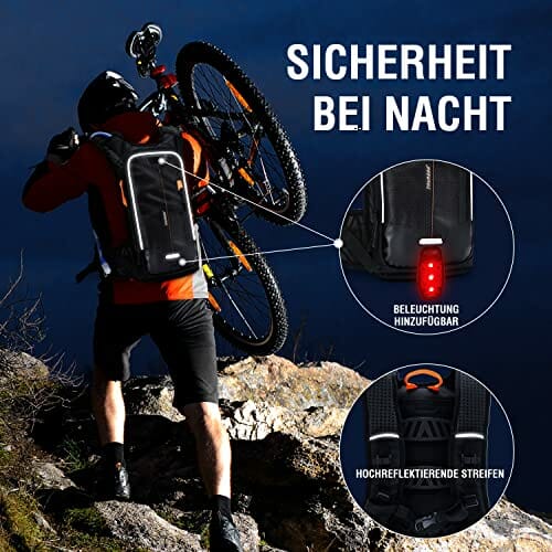 Tourzoo Plecak turystyczny, plecak do picia, plecak na wodę, wędrówki, jazda na rowerze, wodoszczelna torba z bukłakiem 2 l bez BPA, do biegania, na kemping, wspinaczkę, czarny - obrazek 3