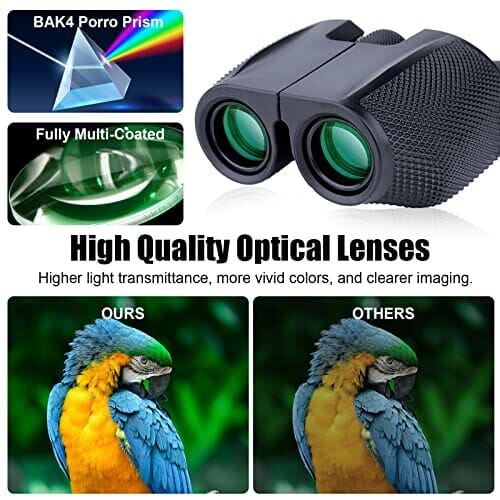 Kompaktowa lornetka 12x25 dla dorosłych, mini lornetka o dużej mocy z widzeniem w słabym świetle, przenośna lornetka z torbą transportową, do obserwacji ptaków, koncertów, sportu, opery i podróży - obrazek 7
