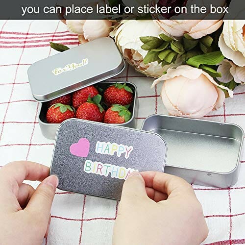 GOLRISEN Pudełkowe puszki, metalowe prostokątne małe pojemniki do przechowywania, 12 szt. mini przenośne pudełko, organizer domowy z pokrywkami do przechowywania małych przedmiotów (9,5 x 6,3 x 2 cm) - obrazek 3