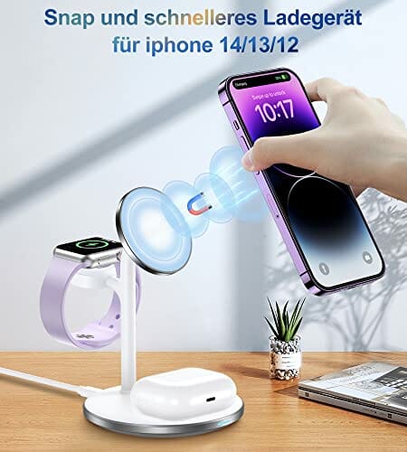Bezprzewodowa ładowarka 3 w 1, 18 W, składana, indukcyjna stacja ładująca, bezprzewodowa ładowarka do iPhone 14, 13, 12, 11 Pro Max/Se 3/Xs/XR/X/8+, do Apple Watch 7/6/Se/5/4/3/2/1, do Airpods Pro/2/3 - obrazek 2