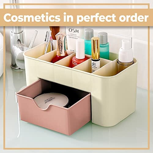 Retoo Organizer na kosmetyki z szufladą i sześcioma przegródkami do ma - obrazek 4