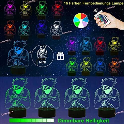 hippuden Legendy Hatake Kakashi 7 zmieniających się kolorów, figura nocna 3D, kreatywna, profesjonalna lampka do sypialni, latarnia, fanów, chłopców, mężczyzn, małych syn, urodziny, zabawka bożonarodzeniowa, prezent - obrazek 10