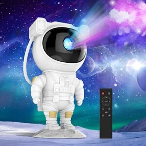Projektor światła LED, Gemmac Lampa Projekcyjna Astronaut z Zegarem i Pilotem, Obrotowa Lampka Nocna do Dekoracji pokoju Dziecięcego Regulacja 360 ° do Sypialni Wystrój Oprawy Prezent dla Dzieci