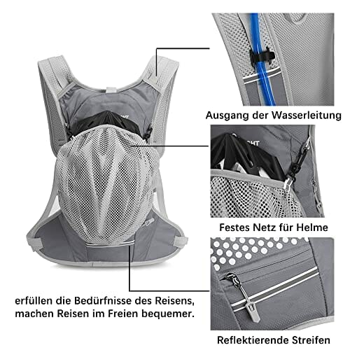 free knight Plecak z bukłakiem 2 l, torba na kask, plecak dzienny z wodą, do jazdy na rowerze, biegania, joggingu - obrazek 5