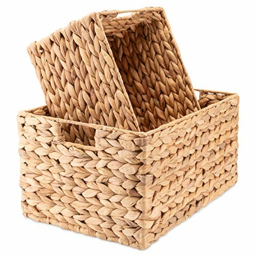 Decorasian pleciony kosz do przechowywania, z hiacyntu wodnego, prostokątny kosz z trawy morskiej - 2 sztuki w zestawie - obrazek 7