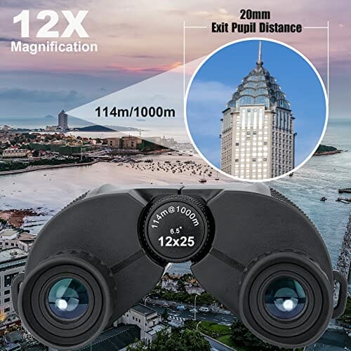 Kompaktowa lornetka 12x25 dla dorosłych, mini lornetka o dużej mocy z widzeniem w słabym świetle, przenośna lornetka z torbą transportową, do obserwacji ptaków, koncertów, sportu, opery i podróży - obrazek 6