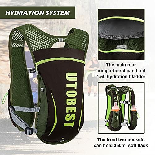 UTOBEST Plecaki do biegania lekki plecak nawadniający funkcjonalna kamizelka do biegania 5,5 l - obrazek 9