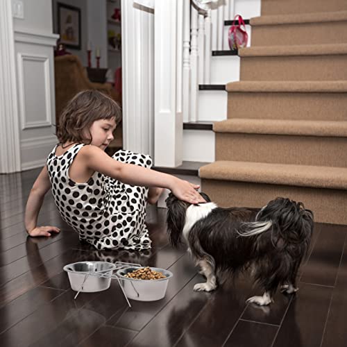 Relaxdays Podwójna miska ze stali nierdzewnej, z podstawką na miskę, miska dla psów i kotów, zestaw 0,47 l na karmę, srebrna - obrazek 6