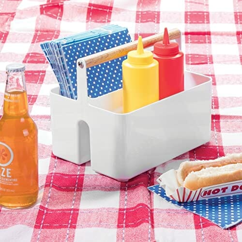 mDesign Plastikowy organizer do przechowywania pod prysznic, podzielon - obrazek 3