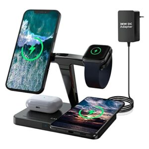 Magsafe ładowarka 4 w 1, kompatybilna z Apple Magsafe stacja ładująca z adapterem 36 W, szybka ładowarka bezprzewodowa kompatybilna z iPhone 14/13/12/11/Apple Watch SE/8/7/6/5/4/3/2 AirPods Pro/3/2