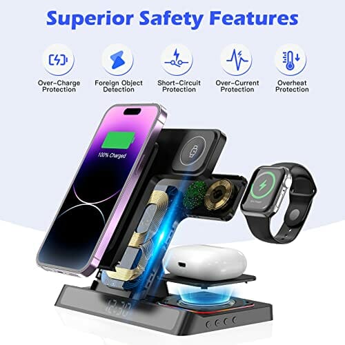 Bezprzewodowa ładowarka 3 w 1, 18 W, składana, indukcyjna stacja ładująca, bezprzewodowa ładowarka do iPhone 14, 13, 12, 11 Pro Max/Se 3/Xs/Xr/X/8+, Galaxy S22 S21/S20, do Apple Watch 7/6/Se/5/4/3/2/1, do Airpods Pro/2/3 - obrazek 3