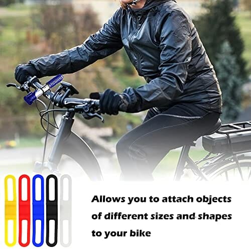 Zestaw 5 silikonowych pasków rowerowych Elastyczny uchwyt na kierownicę Elastyczny uchwyt na latarkę Piękny i trwały do stopera, telefonu komórkowego, czajnika, latarki, głośnika (pięć kolorów) - obrazek 5