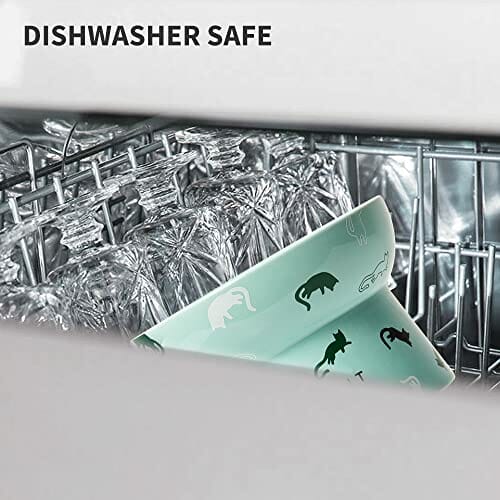 PETKIT ceramiczna miska na karmę, miska na karmę dla kota szczeniaka, duża miska ceramiczna, ochrona szyjki macicy. 13.8 * 13.8 * 9.4cm (Green, Grass) - obrazek 7