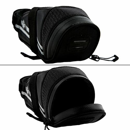 BTR Lekka torba rowerowa na siodełko klin z odblaskowymi, wodoodpornymi zamkami błyskawicznymi i pętlą na tylne światło - obrazek 3