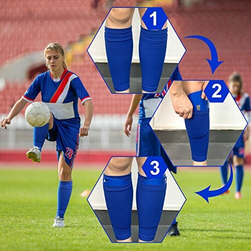 Zestaw ochraniaczy na piszczelę, ochraniacze piszczeli, dla dzieci z oddychającymi skarpetami do piłki nożnej, ochraniacze na piszczeli, młodzieżowe, ergonomiczne ochraniacze piszczeli, kompleksowa ochrona - obrazek 4