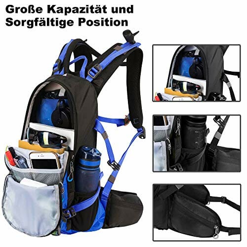 toptrek Plecak rowerowy 20 l, z osłoną przeciwdeszczową i osłoną na kask, wodoszczelny, ultralekki plecak do picia, dla mężczyzn/kobiet, do jazdy na rowerze, na kemping, wędrówki i bieganie - obrazek 5