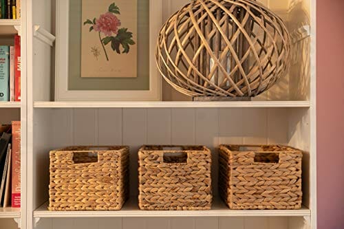 Decorasian pleciony kosz do przechowywania, z hiacyntu wodnego, prostokątny kosz z trawy morskiej - 2 sztuki w zestawie - obrazek 5