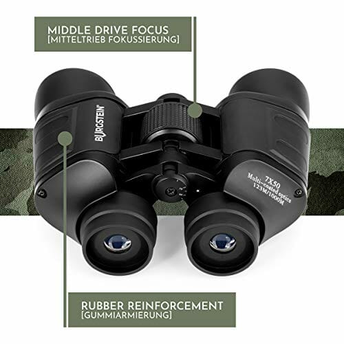 Burgstein® Lornetka dla dorosłych 7 x 50, teleskopowa – kompaktowa lornetka z torbą, narzędzie do podróży, polowania, safari i do obserwacji ptaków, profesjonalna lornetka na wędrówki - obrazek 7