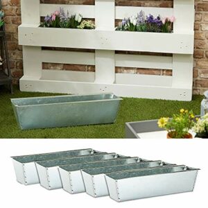 Zestaw 6 doniczek na rośliny z cynku do europalet, 38 x 13 x 9 cm