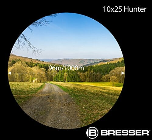 Bresser Lornetka Hunter 10 x 25 kompaktowa lornetka z wielowarstwowym uszlachetnieniem i wyrównaniem dioptrii, łącznie z paskiem do noszenia i torbą transportową - obrazek 4
