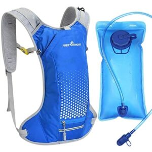 free knight Wodoszczelny plecak na rower o pojemności 6 l, z bukłakiem na wodę, z organizerem na kask, torba do jazdy na rowerze, jazdy konnej, biegania, joggingu, wędrówek (niebieski), niebieski