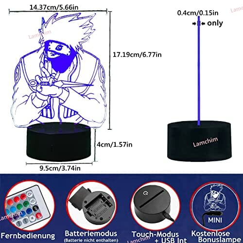 hippuden Legendy Hatake Kakashi 7 zmieniających się kolorów, figura nocna 3D, kreatywna, profesjonalna lampka do sypialni, latarnia, fanów, chłopców, mężczyzn, małych syn, urodziny, zabawka bożonarodzeniowa, prezent - obrazek 11