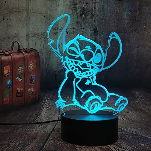 Cartoon Cute Stitch figurka niemowlęcia 3D lampa iluzja lampka nocna LED kolorowa lampka nocna dla dzieci do sypialni dekoracja światło USB lampka stołowa haft psa prezent bożonarodzeniowy dla niemowląt dzieci