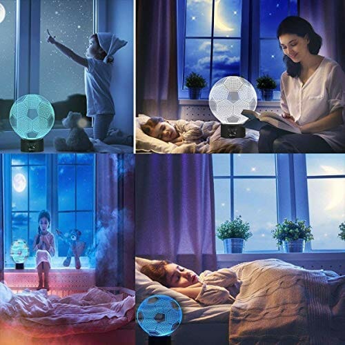 Lampa 3D z iluzją piłkarską, lampka nocna 3D dla chłopców dziewcząt lampa biurkowa, 7 zmieniających się kolorów, dekoracja domu, akrylowa LED, sztuka rzeźba, światła z pilotem zdalnego sterowania, idealne prezenty na urodziny festiwal - obrazek 6