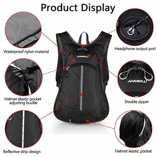Plecak rowerowy, plecak rowerowy 15 l, wodoodporny, oddychający plecak rowerowy, plecak turystyczny, torby sportowe, do podróży, jazdy konnej, trekkingu, wspinaczki górskiej, kempingu, wspinaczki górskiej, wspinaczki górskiej, na kemping, do wspinaczki, Czarny - obrazek 5