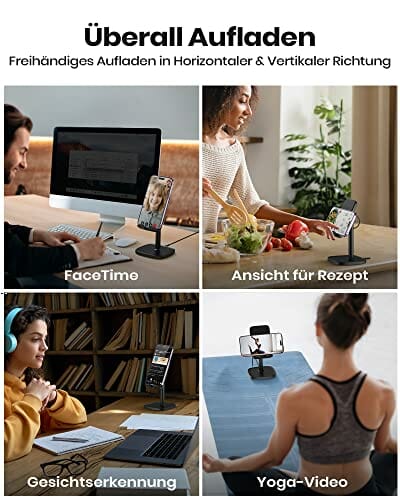 INIU Bezprzewodowa ładowarka, 15 W szybkie ładowanie regulowany uchwyt na telefon z przyjaznym dla snu adaptacyjnym wskaźnikiem bezprzewodowa podkładka ładująca kompatybilna z iPhone 12 11 8 Pro Max XR XS X Samsung S21 S20 Note 10 9 8 - obrazek 5