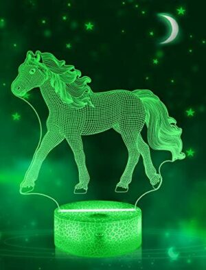 Prezenty z koniem dla dziewczynki, koń lampki nocne 3D dla dzieci, lampa z iluzją 16 zmieniających się kolorów, zdalne prezenty urodzinowe dla dziecka, chłopca i dziewczynki