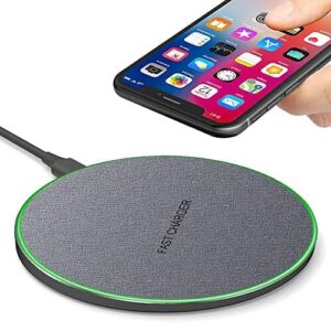 SCCVEE Bezprzewodowa ładowarka, Qi, maks. 15 W, szybka, bezprzewodowa podkładka do ładowania, kompatybilna z Samsung S21 S20 FE Ultra Note20.Pixel 5, LG, Google, Nokia, Xiaomi, iPhone12 11 i więcej (15W02, materiał)