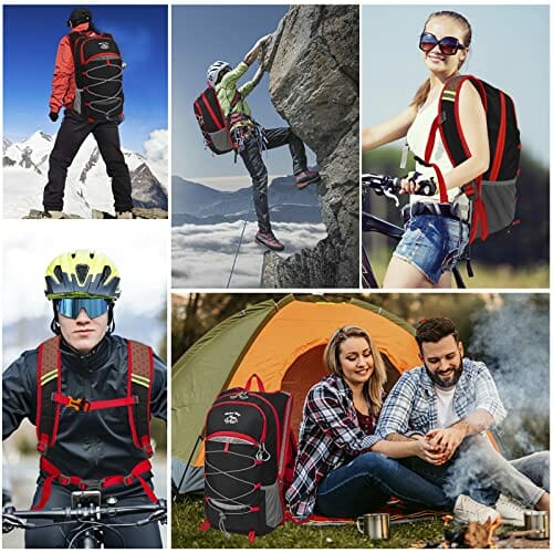 Wuzfully Plecak rowerowy dla mężczyzn, kobiet, 25 l, lekki, oddychający, wodoodporny, turystyka, outdoorowy, sportowy plecak, czarny - obrazek 7