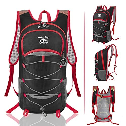 Wuzfully Plecak rowerowy dla mężczyzn, kobiet, 25 l, lekki, oddychający, wodoodporny, turystyka, outdoorowy, sportowy plecak, czarny - obrazek 2