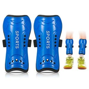 Dziecięce piłki nożnej, ochraniacze na golenie, dla nastolatków, piłka nożna, lekkie niebieskie dzieci, podkładka na golenie, dla początkujących, dla chłopców, dziewcząt, gry w piłkę nożną, sprzęt ochronny na nogi (6-15 lat)