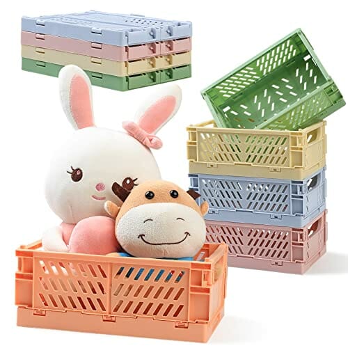 5 sztuk koszy z tworzywa sztucznego, składane, stabilne, małe pudełka składane, do biura, pokoju dziecięcego, łazienki i gabinetu (25 x 16,5 x 10 cm, 15 x 10 x 5,7 cm)