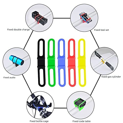 ZOLISCHE 20 szt. silikonowy pasek rowerowy kolorowy uchwyt latarki rowerowej uchwyt na lampę rowerową gumowy pasek mocujący krawat do trzymania latarek telefonów komórkowych głośników światła uchwyt na kierownicę roweru - obrazek 3