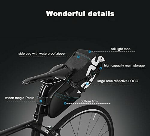XPhonew torba na siodełko rowerowe, torba na siodełko rowerowe 10 l torba na siedzenie podwieszane torby na rower torba do przechowywania na zewnątrz góra szosa MTB rower miejski rower z zwijanym otworem i odblaskowym logo - obrazek 6