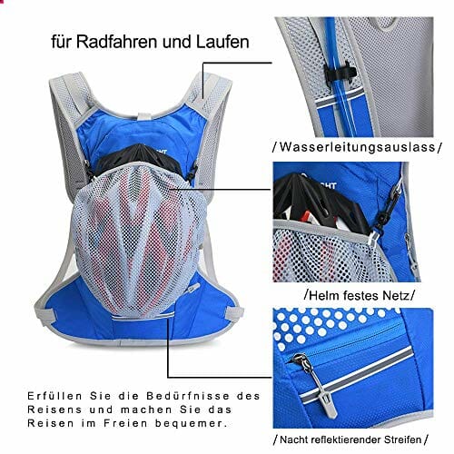 Free Knight Wodoszczelny plecak rowerowy o pojemności 6 l, z organizerem na kask, plecak do picia do jazdy na rowerze, jazdy konnej, biegania, wędrówek, biegania - obrazek 4