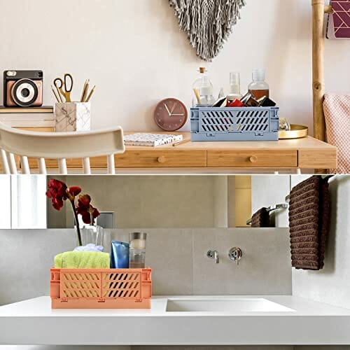 5 sztuk koszy z tworzywa sztucznego, składane, stabilne, małe pudełka składane, do biura, pokoju dziecięcego, łazienki i gabinetu (25 x 16,5 x 10 cm, 15 x 10 x 5,7 cm) - obrazek 4