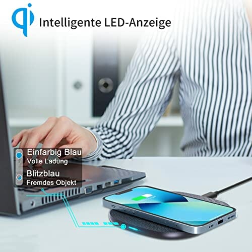 LUXSURE Bezprzewodowa ładowarka szybka Qi ładowarka współpracuje z Samsung Galaxy I Phone X/Xs Max/Xs/XR/8/8 Plus, Samsung S9 Plus, S8 Plus, S7 Edge Plus, S6 Edge, Note 9/8, HUAWEI MateRS inny telefon Qi (czarny-DE) - obrazek 2