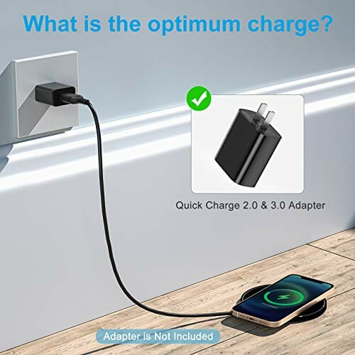 THREEKEY 2-pak bezprzewodowej ładowarki, 10 W Qi certyfikowana bezprzewodowa podkładka ładująca kompatybilna z iPhone 13/13 Pro/13 Pro Max/12/11/XS/8/Samsung Galaxy S21/S20/S10/S9/S8, Note 20/10/9/8 czarny/czarny (bez adaptera) - obrazek 2