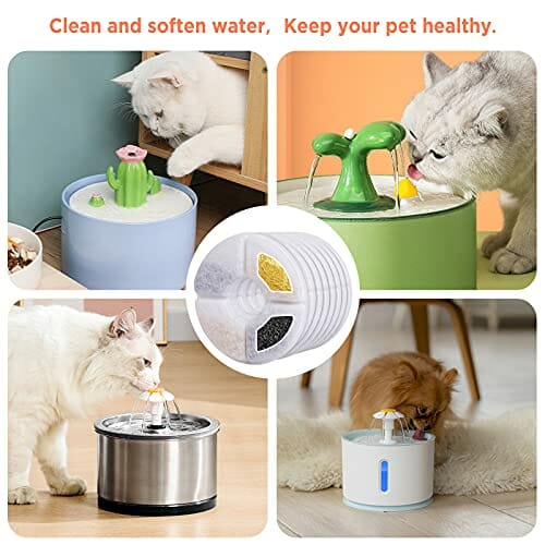 Bigqin 8 szt. filtr fontanny dla kota, fontanna do wody dla zwierząt domowych z żywicą i filtrami z węglem aktywnym do automatycznego dozownika wody fontanny do picia - obrazek 2