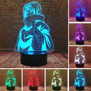 Kakashi Minato Uchiha Sasuke lampka nocna 7 kolorów LED mocowanie do stolika nocnego 3D Anime USB biurko lampka chłopcy fanowcy dzieci Boże Narodzenie zabawka prezent