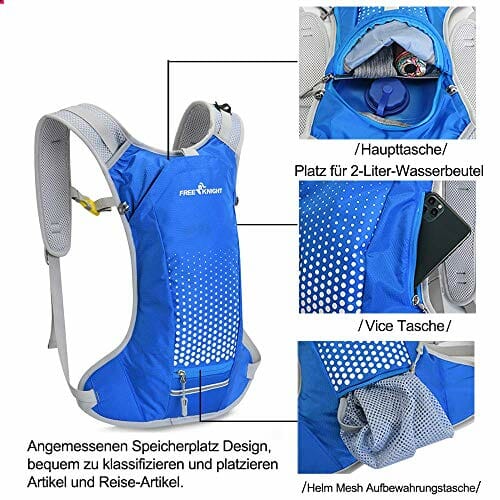 Free Knight Wodoszczelny plecak rowerowy o pojemności 6 l, z organizerem na kask, plecak do picia do jazdy na rowerze, jazdy konnej, biegania, wędrówek, biegania - obrazek 5
