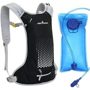 free knight Wodoszczelny plecak na rower o pojemności 6 l, z bukłakiem na wodę, z organizerem na kask, torba do jazdy na rowerze, jazdy konnej, biegania, joggingu, wędrówek (czarny), czarny