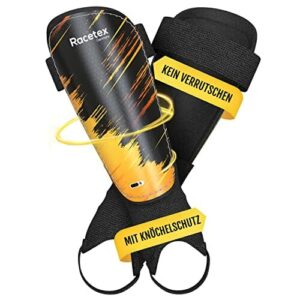 Racetex Ochraniacze na piszczele dla dzieci piłka nożna [wraz z ochroną kostek] – ochraniacze piszczeli piłka nożna dla mężczyzn i kobiet – ochraniacze piszczeli z wyściełaną stroną wewnętrzną dla optymalnego meczu piłki nożnej